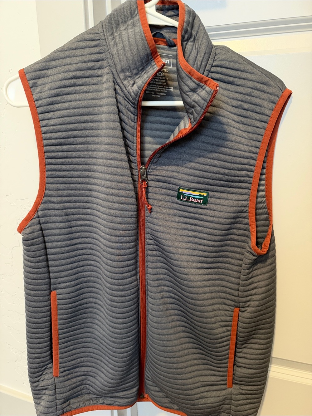L.L. Bean Gray Quilted Vest with Orange Trim - Men’s